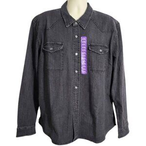 FRYE Black Denim 2-Pocket Button-Down Jean Western Shirt - NWT Men's XXL